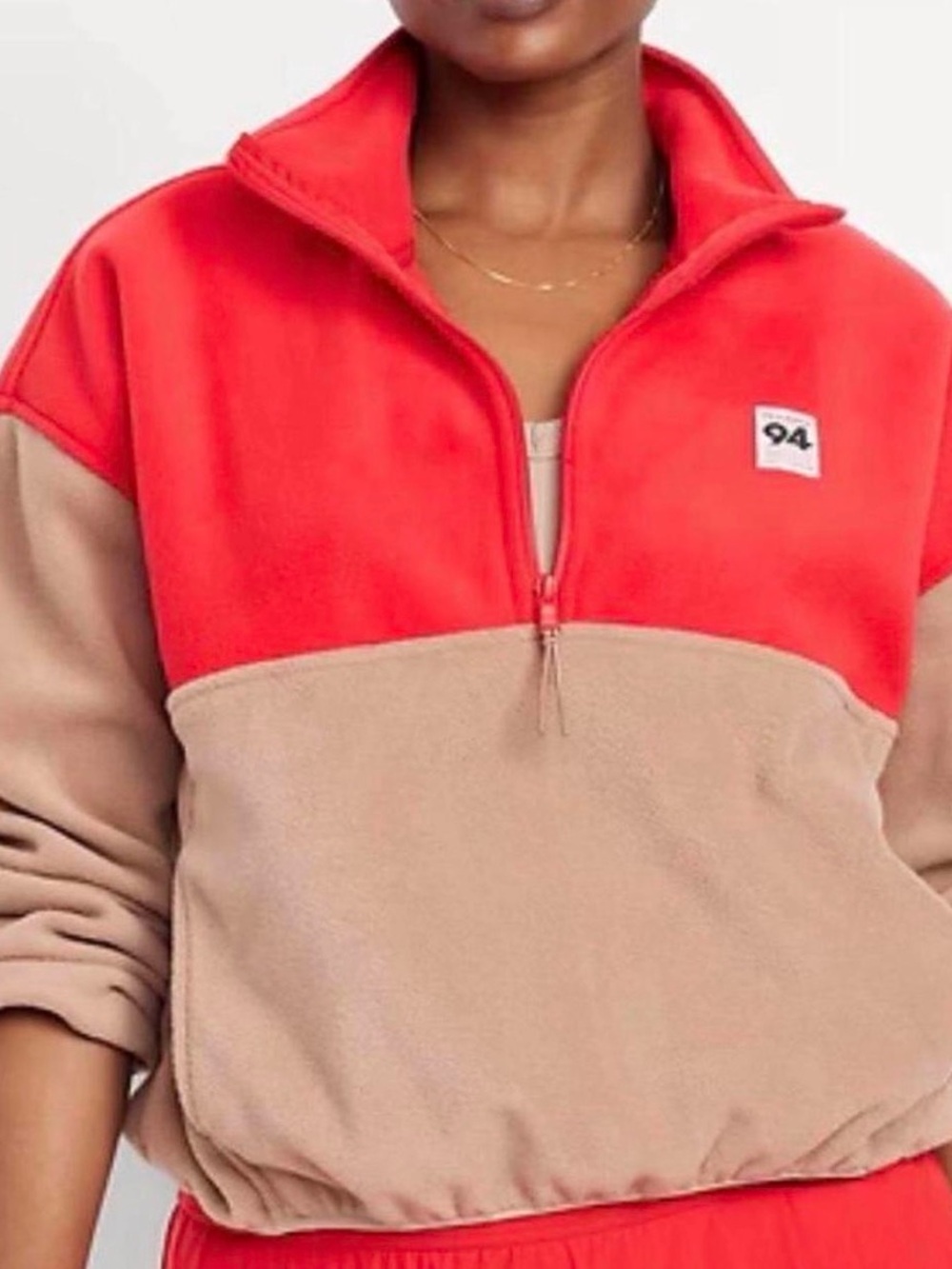 Women’s Red and Brown Half-Zip Fleece Pullover